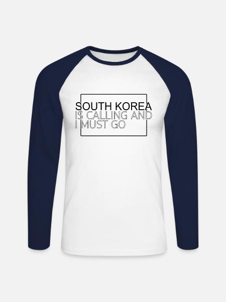 South Korea - Unisex Long Sleeve Baseball T-Shirt - white/navy