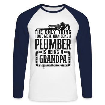 Plumbing Plumber Grandpa Vintage - Unisex Baseballshirt langarm - Weiß/Navy - Vorne - Nik (191cm)
