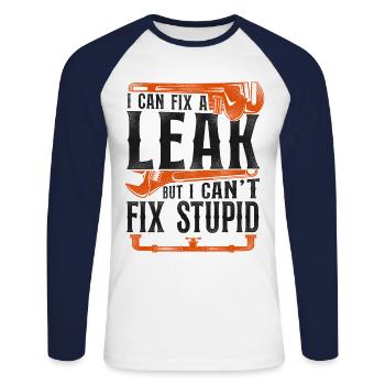 Plumbing Plumber Vintage I Can Fix - Unisex Baseballshirt langarm - Weiß/Navy - Vorne - Nik (191cm)