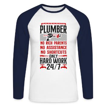 Plumbing Plumber Plumber No Rich - Unisex Baseballshirt langarm - Weiß/Navy - Vorne - Nik (191cm)