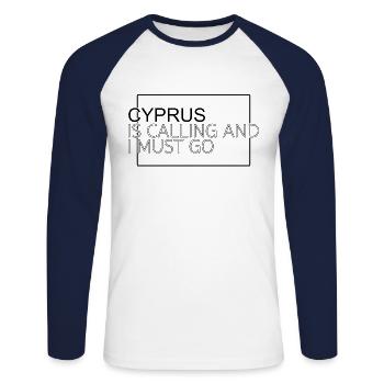Chypre Dicton - T-shirt baseball manches longues Homme - blanc/marine - Devant - Nik (191cm)