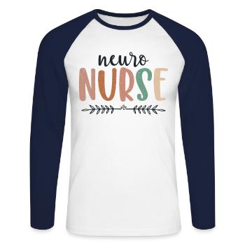 Neuro Nurse Neurologist Nurse Neurology - Unisex Long Sleeve Baseball T-Shirt - white/navy - Front - Nik (191cm)