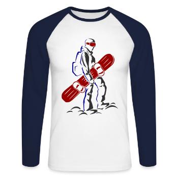 Snowboard Spruch für Snowboarder - Unisex Baseballshirt langarm - Weiß/Navy - Vorne - Nik (191cm)