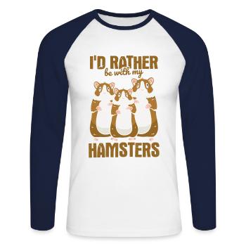 Nagetier Hamster - Unisex Baseballshirt langarm - Weiß/Navy - Vorne - Nik (191cm)