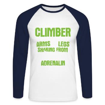 Klettern Bouldern - Unisex Baseballshirt langarm - Weiß/Navy - Vorne - Nik (191cm)