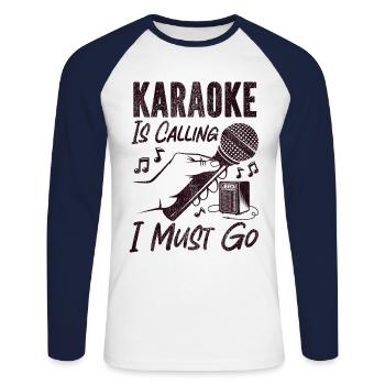 Karaoke Singer Vintage Karaoke Is - Unisex Long Sleeve Baseball T-Shirt - white/navy - Front - Nik (191cm)
