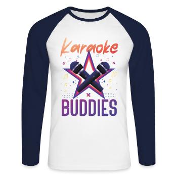 Karaoke Singer Friends Besties 80s - Unisex Baseballshirt langarm - Weiß/Navy - Vorne - Nik (191cm)