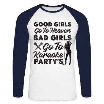 Karaoke Singer Vintage Good Girls - Unisex Baseballshirt langarm - Weiß/Navy - Vorne - Nik (191cm)