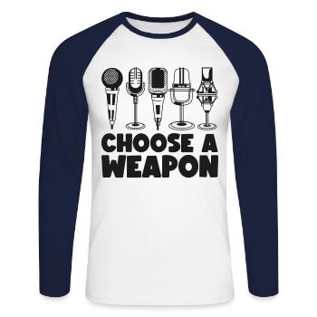Karaoke Singer Microphone Vocalist - Unisex Long Sleeve Baseball T-Shirt - white/navy - Front - Nik (191cm)