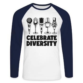 Karaoke Singer Microphone Vocalist - Unisex Long Sleeve Baseball T-Shirt - white/navy - Front - Nik (191cm)