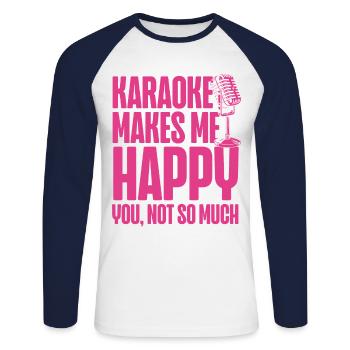 Karaoke Singer 80s Retro Karaoke - Unisex Baseballshirt langarm - Weiß/Navy - Vorne - Nik (191cm)