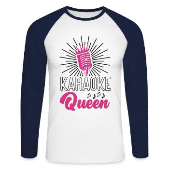Karaoke Singer 80s Retro Karaoke - Unisex Baseballshirt langarm - Weiß/Navy - Vorne - Nik (191cm)