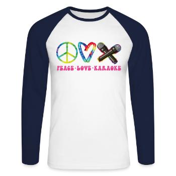 Karaoke Singer Retro Tie Dye Peace - Unisex Baseballshirt langarm - Weiß/Navy - Vorne - Nik (191cm)