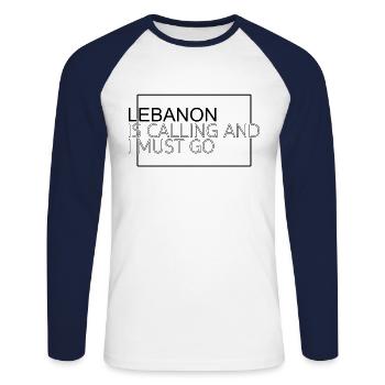 Citation Liban - T-shirt baseball manches longues Homme - blanc/marine - Devant - Nik (191cm)