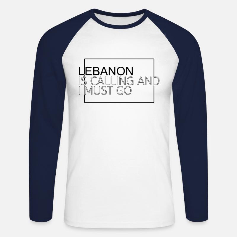 Libanon Spruch - Unisex Baseballshirt langarm - Weiß/Navy