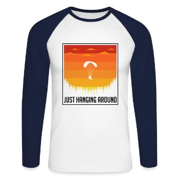 Just Hanging Arround Paraglider Paragliding Parach - Unisex Baseballshirt langarm - Weiß/Navy - Vorne - Nik (191cm)