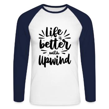 Life Is Better With Upwind Paragliding Paraglider - Unisex Baseballshirt langarm - Weiß/Navy - Vorne - Nik (191cm)