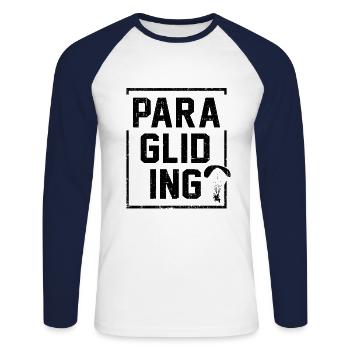 Retro Graphic Paragliding Paraglider Parachute Sky - Unisex Baseballshirt langarm - Weiß/Navy - Vorne - Nik (191cm)