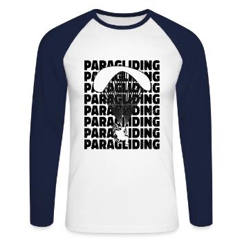 Retro Graphic Paragliding Paraglider Parachute Sky - Unisex Baseballshirt langarm - Weiß/Navy - Vorne - Nik (191cm)