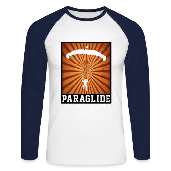 Retro Graphic Paragliding Paraglider Parachute Sky - Unisex Baseballshirt langarm - Weiß/Navy - Vorne - Nik (191cm)