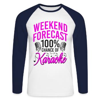 Prévisions du week-end de karaoké Singer - T-shirt baseball manches longues Homme - blanc/marine - Devant - Nik (191cm)