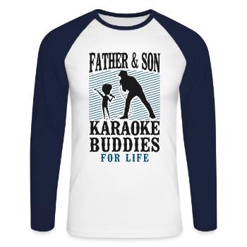 Karaoke Singer Dad Father And Son - Unisex Baseballshirt langarm - Weiß/Navy - Vorne - Nik (191cm)