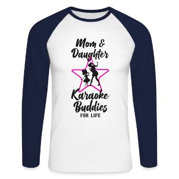 Chanteur de karaoké Maman Mère Et - T-shirt baseball manches longues Homme - blanc/marine - Devant - Nik (191cm)