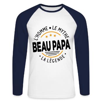 Beau-papa L'homme Le Mythe La Légende Cadeau - T-shirt baseball manches longues Homme - blanc/marine - Devant - Nik (191cm)