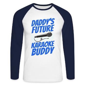 Karaoke Singer Daddy's Future - Unisex Baseballshirt langarm - Weiß/Navy - Vorne - Nik (191cm)