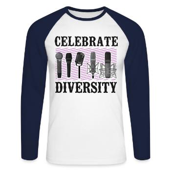 Karaoke Singer Microphone Vocalist - Unisex Long Sleeve Baseball T-Shirt - white/navy - Front - Nik (191cm)