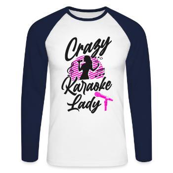 Karaoke Singer Crazy Karaoke Lady - Unisex Baseballshirt langarm - Weiß/Navy - Vorne - Nik (191cm)
