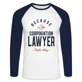 Corporation Lawyer Job Occupation - Unisex Long Sleeve Baseball T-Shirt - white/navy - Front - Nik (191cm)