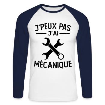 Je Peux Pas J'ai Mécanique Mécanicien Cadeau - T-shirt baseball manches longues Homme - blanc/marine - Devant - Nik (191cm)
