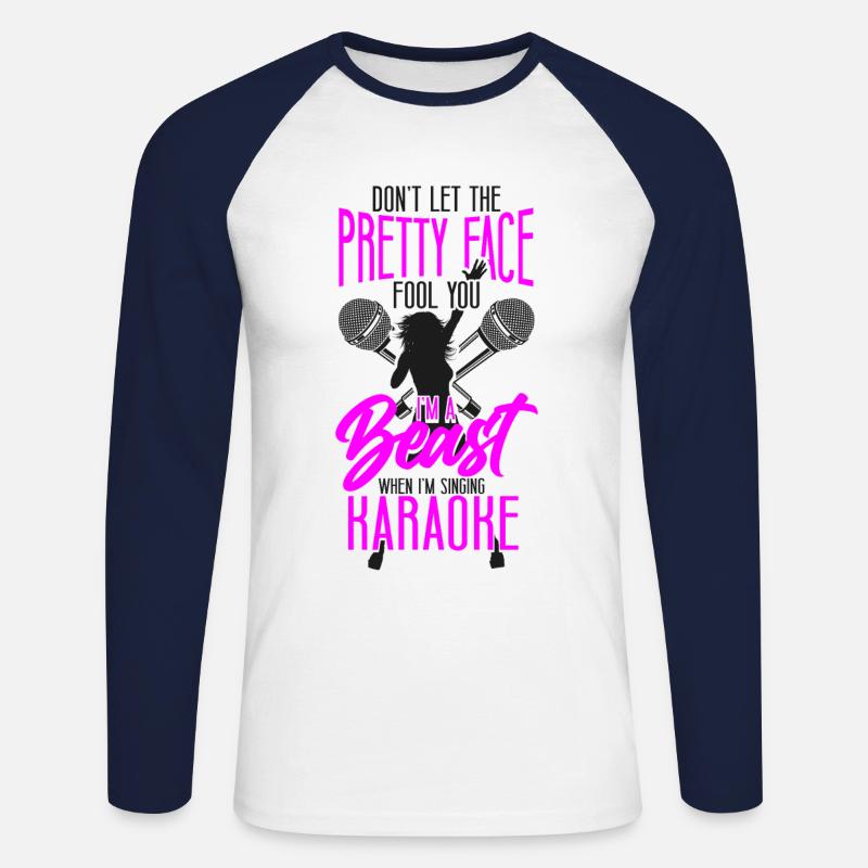 Karaoke Singer Don't Let The - Unisex Baseballshirt langarm - Weiß/Navy