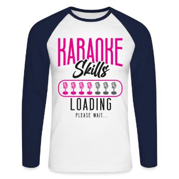 Karaoke Singer Karaoke Skills - Unisex Baseballshirt langarm - Weiß/Navy - Vorne - Nik (191cm)