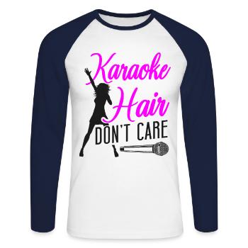 Karaoke Singer Karaoke Hair Don't - Unisex Baseballshirt langarm - Weiß/Navy - Vorne - Nik (191cm)