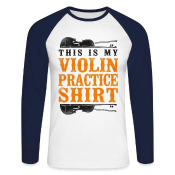 Violon violoniste vintage c’est - T-shirt baseball manches longues Homme - blanc/marine - Devant - Nik (191cm)
