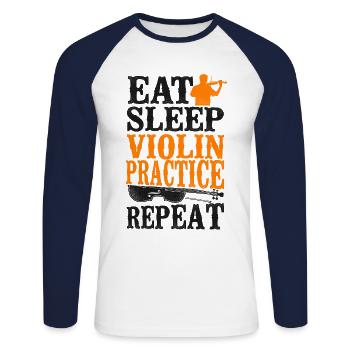 Violin Violinist Vintage Eat Sleep - Unisex Baseballshirt langarm - Weiß/Navy - Vorne - Nik (191cm)