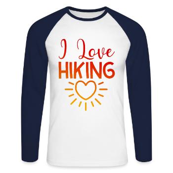 I love hiking - Unisex Long Sleeve Baseball T-Shirt - white/navy - Front - Nik (191cm)