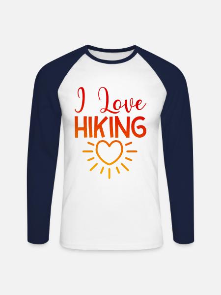 I love hiking - Unisex Long Sleeve Baseball T-Shirt - white/navy