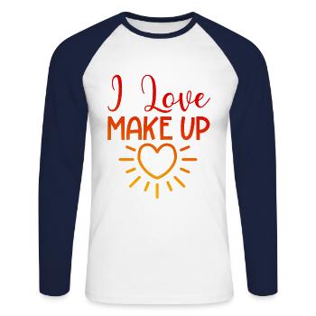 Ich liebe Make up - Unisex Baseballshirt langarm - Weiß/Navy - Vorne - Nik (191cm)