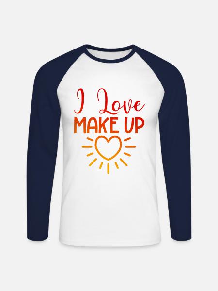 I love makeup - Unisex Long Sleeve Baseball T-Shirt - white/navy