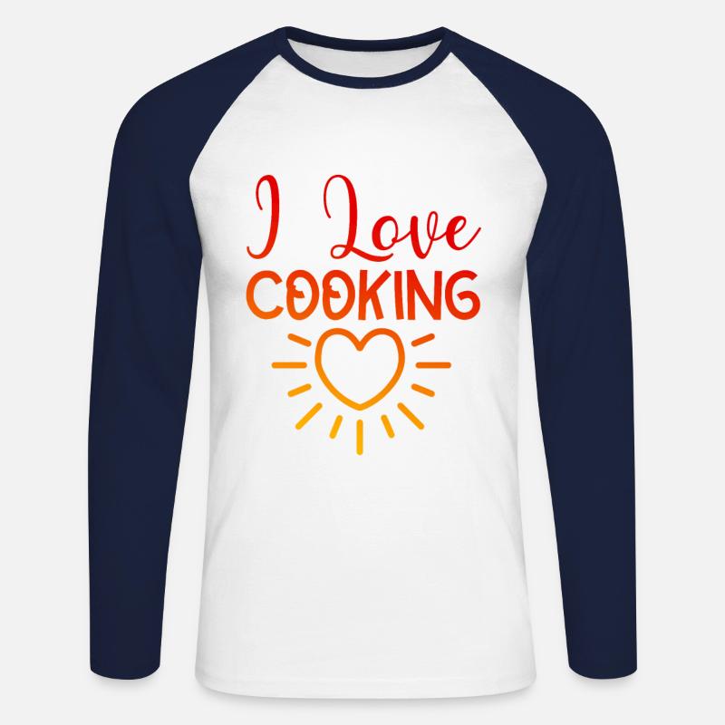 Ich liebe Kochen - Unisex Baseballshirt langarm - Weiß/Navy