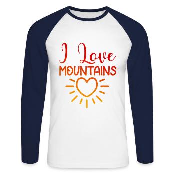 Ich liebe Berge - Unisex Baseballshirt langarm - Weiß/Navy - Vorne - Nik (191cm)