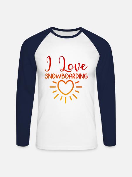 Ich liebe Snowboarding - Unisex Baseballshirt langarm - Weiß/Navy