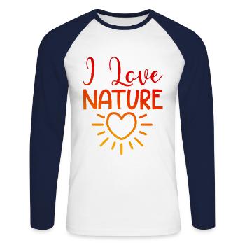 I love nature - Unisex Long Sleeve Baseball T-Shirt - white/navy - Front - Nik (191cm)