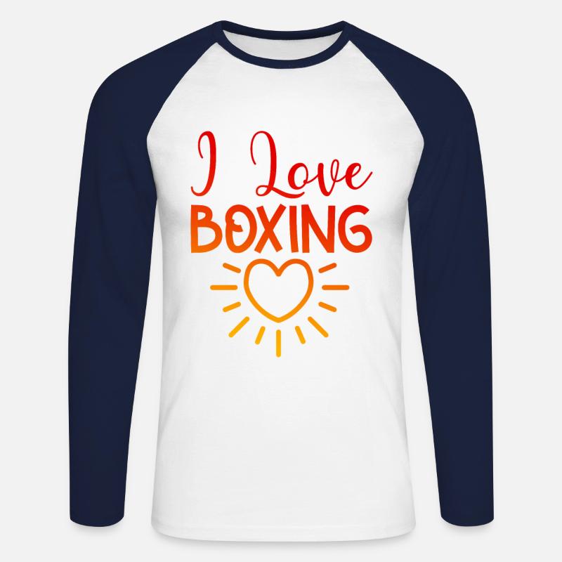 Ich liebe Boxen - Unisex Baseballshirt langarm - Weiß/Navy