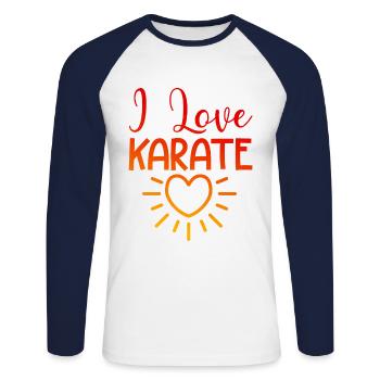 Ich liebe Karate - Unisex Baseballshirt langarm - Weiß/Navy - Vorne - Nik (191cm)