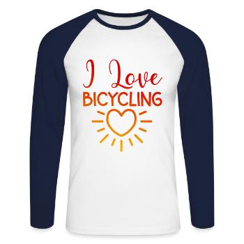 I love cycling - Unisex Long Sleeve Baseball T-Shirt - white/navy - Front - Nik (191cm)