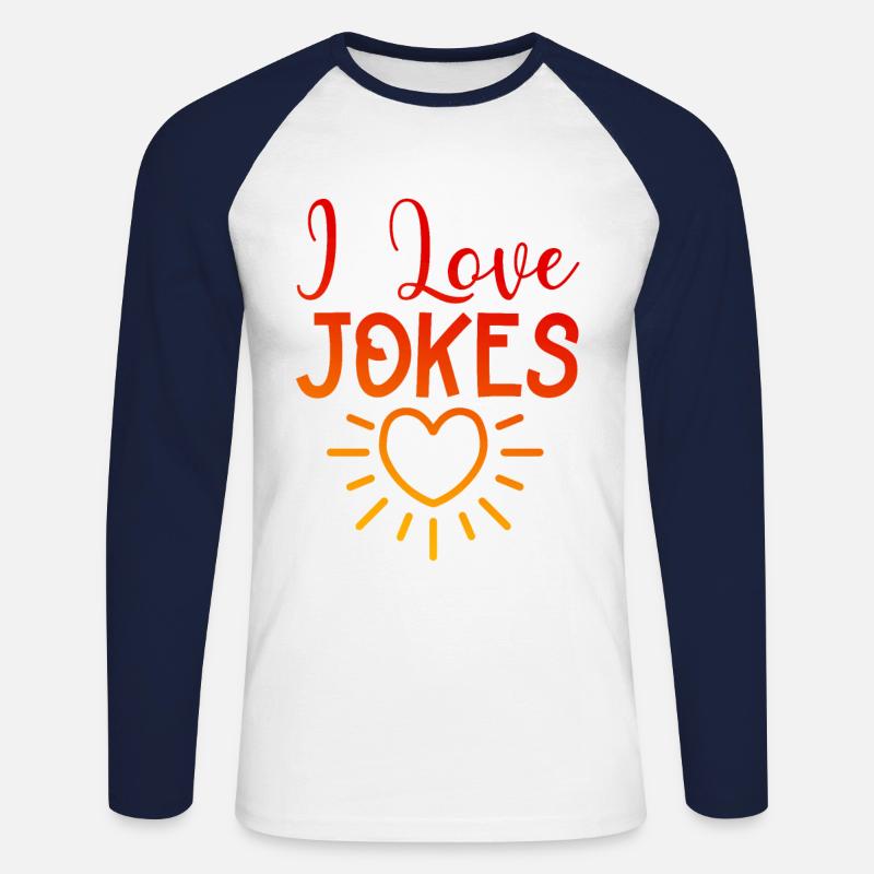 Ich liebe Witze - Unisex Baseballshirt langarm - Weiß/Navy